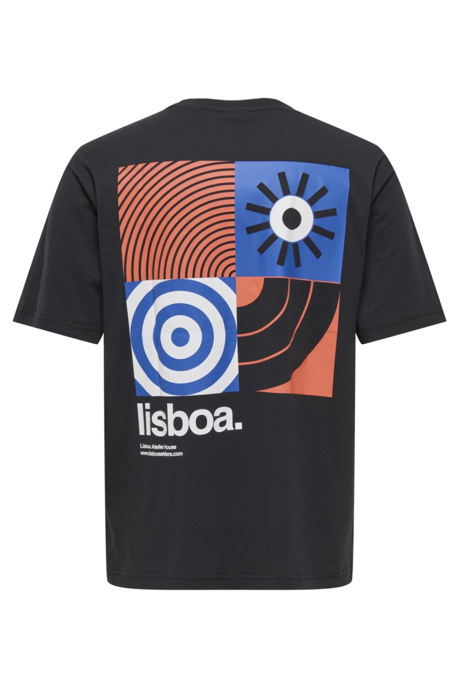 ONSKEANE RLX SS PRINTED TEE CS 22029734 Black/LISBOA CREA